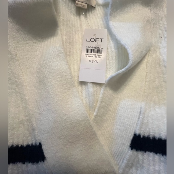 NWT Loft Heather Oat Blue Striped Poncho Sweater Size XS/S - Picture 5 of 6